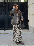 Autumn And Winter Sexy Design Print Slings Round Tie And Ankle Dress Retro Fashion Party Dress Woman 68HZ