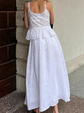 White Holiday Cotton Sling Sling Vest Long Skirt Set 2025 Summer New Two-Piece Set 68HZ