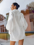 Sexy Design With A Sense Of Cotton White Fashion Long-Sleeved Shorts Set Summer Women's Clothing 68HZ