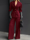 Autumn And Winter Vintage Wine Red Small Suit Trousers Two Sets Of Women's First Thin Commuting Suit Suit 68HZ