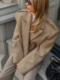 Autumn And Winter Pure Color Hair Suit Women's High-Grade Temperament Fashion Big Collar Casual Style Short Coat 68HZ