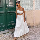 Summer Sling With Short Blouse Loose Comfortable Dress Set Women's Fashion Simple Cotton Two-Piece 68HZ