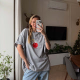 Sweet Autumn Jacket Women's Long Loose Spring And Autumn Collar Letter Embroidery Leisure Thin Powder Tops 68HZ