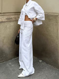 White Cotton Loose Short-Sleeved Trouser Trouser Casual Set 2025 Summer Fashion New Two-Piece Set Of Women 68HZ
