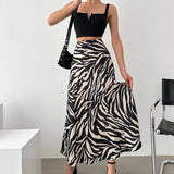 High Waist Slim Slim Zebra A Swing Skirt Mid-Dress 2025 Autumn And Winter Fashion New Women's Dress Dress 68HZ