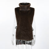 Autumn And Winter Fashion Imitation Fur Vest Female New Temperament Commuting With Plush Sleeveless High-Neck Vest 68HZ