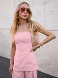 Sino-Chinese Minimalist Wind Tight Loose Suit Women 2025 New Beauty Back Braided Broad Leg Pants Two Sets 68HZ