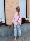 Sweet Autumn Jacket Women's Long Loose Spring And Autumn Collar Letter Embroidery Leisure Thin Powder Tops 68HZ