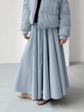 2025 Spring And Summer High Temperament Blue High-Waisted Cotton Dress New Fashion Long Dress 68HZ