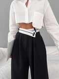 2025 Autumn Commuting Color Suit Pants Women's Casual Drag Trousers Wide Leg Trousers Design Women's Clothing 68HZ