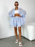 2025 White Cotton Collar Fell Shoulder Sleeve Jacket Hot Pants Set Summer Fashion Commut Women's Two-Piece Set 68HZ