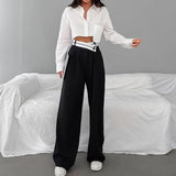 2025 Autumn Commuting Color Suit Pants Women's Casual Drag Trousers Wide Leg Trousers Design Women's Clothing 68HZ