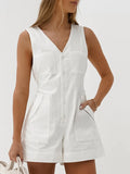 Cotton Tute Lace V-Neck Sleeveless Casual Jumpsuit 2025 Summer Fashion New Women's Clothing 68HZ