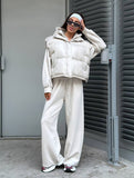 2025 New Puff Short Cotton Vest + T-Shirt Three-Piece Set Of Female Solid Color Temperament Sports And Leisure Set 68HZ