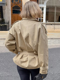 British Wind Long Sleeve Collar Tie Belt To Collect Waist Thin Senior Sense 2025 Autumn Long Wind Coat Woman 68HZ