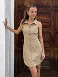2025 Spring And Summer New French Collar Shirt Dress Temperament Design Commuting Waist-Swear Women's Clothing 68HZ