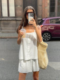 2025 Summer New Pure Cotton Temperament Casual Small Sling Square High Waist Wide-Footed Trousers Small Fresh Fashion Suit Woman 68HZ