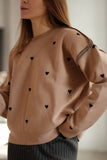 Autumn New Love To The Flower Jacket Sweater Lady Round Collar Long Sleeve Bottom Shirt Women Simple Top 68HZ