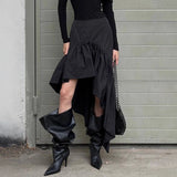 2025 Autumn Design High Waist-Claw Cascading Lotus Leaves On The Edge Of The Cotton Irregular Half-Dress Woman 68HZ