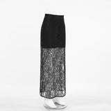 Vintage Black Lace Perspective Sexy And Ankle Skirt Summer Fashion Mid-Rise Commuting Half-Dressed Dress Woman 68HZ
