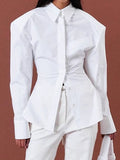 French Retro Waist Temperament With Hollowed-In-Back Shirt 2025 Spring And Summer Fashion New Top 68HZ