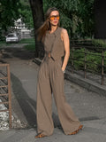 Casual Karma Fashion Temperament Feel Sleeveless Vest Trousers Set Spring And Summer With High Waist Two Sets Of Women 68HZ