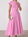 2025 Spring/Summer New Pink Cotton High-Waist V-Neck Skirt Set Fashion Women's Two Sets 68HZ