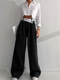 2025 Autumn Commuting Color Suit Pants Women's Casual Drag Trousers Wide Leg Trousers Design Women's Clothing 68HZ