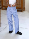 Spring And Summer Commute Lazy Niche Blue Wide-Footed Shorts Loose Simple Pocket Trousers Women's Clothing 68HZ