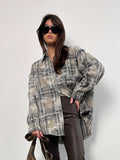 Spring 2025 New Pure Cotton In The Long Design Plaid Long Sleeve Shirt Fashion Shirt Women's Clothing 68HZ