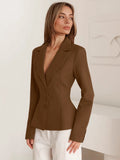 2025 Autumn And Winter New Long Sleeves Waist V Collar Commuting Small Suit Women's Casual Fashion Shoulder Jacket 68HZ