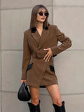 Autumn High-End Fashion Casual Suit Suit Women's Short High-Waisted Irregular Short Skirt Two Sets 68HZ