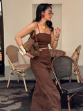 2025 Spring And Summer Sexy Hollow Cotton Sling Vest With High-Rise Long Skirt Suit Woman 68HZ