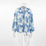 2025 Autumn New Fashion Collar Long Sleeve Loose Shirt With Casual Ladies National Style Printed Shirt 68HZ
