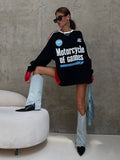 Letter-Print Round-Necked Collared Women's 2025 Autumn Dress New Fashion Loose Lazy Coat 68HZ