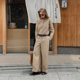 Machine Work Style 2025 Autumn Women's Cotton Design To Repair The Waist Card Color Casual Jumpsuit 68HZ