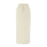 Spring And Summer 2025 New Pure Cotton Beige Dress Slim Slim High Waist Pocket Open Skirt Half Dress Women's Dress 68HZ