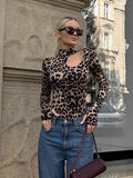 Fashion Leopard Print Hole Design Repair Body Dressing In The Spring And Summer New Commuter Style Women's Clothing 68HZ