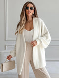 Autumn And Winter Lazy Style White V Collar Long Sleeves With Loose Leisure Long Plush Coat 68HZ