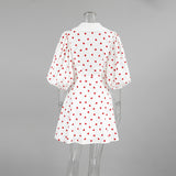 Spring And Summer New Cotton Foam Sleeve High-Waist Love Print Dress 2025 Fashion Short Dress 68HZ