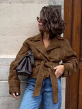 French Velvet Suit Collar Casual Double Buckle Jacket 2025 Autumn And Winter Fashion New Products Frosted Velvet Coat 68HZ