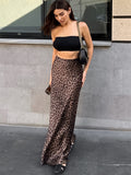 Leopard Print Sexy Bag And Hip Fishtail Skirt Drag Floor Skirt 2025 New Spring Women's Hanging Long Dress 68HZ