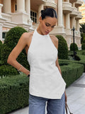 New Sexy Bare Back Hanging Neck With Sleeveless Vest Tops Fashion Pure Color Simple Women's Clothing 68HZ
