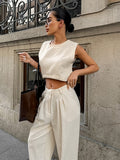 Street Style Fashion Casual Set Cassette Cotton Sleeveless Top Trousers Two Sets Of Summer Women 68HZ
