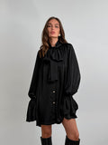 Autumn And Winter Leisure Temperament Thick And Dumb Color Color Silove Loose Fluttering Lead The Horn Sleeve With Women's Dress White 68HZ