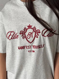 Spice Girls Loose T-Shirt Top Women Summer Leisure Lazy Letters Embroidered Shoulder Round Collar Women 68HZ