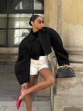 2025 Autumn Fashion Trend Casual Scimitum Collar Zipper Short Hair Coat Woman 68HZ