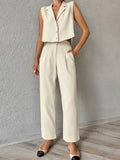 Summer Fashion Casual Set Cotton And Cotton Pure Color Loose Sexy Sleeveless Trousers Simple Two-Set Women 68HZ
