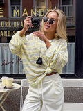 Lazy Style Retro-Collend Striped Hoodie Autumn 2025 Women's New Round Neck Loose Slim Thin Knitted Shirt 68HZ