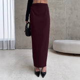 Design Feeling Solid Color Royal Sister Style Slim Thin Open Skirt Half Dress Women Fashion One Dress 68HZ